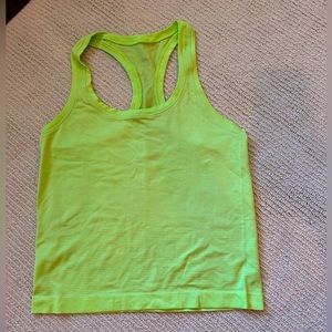 Swiftly Tech Tank Racerback 2.0 in race length, lime green, size 2